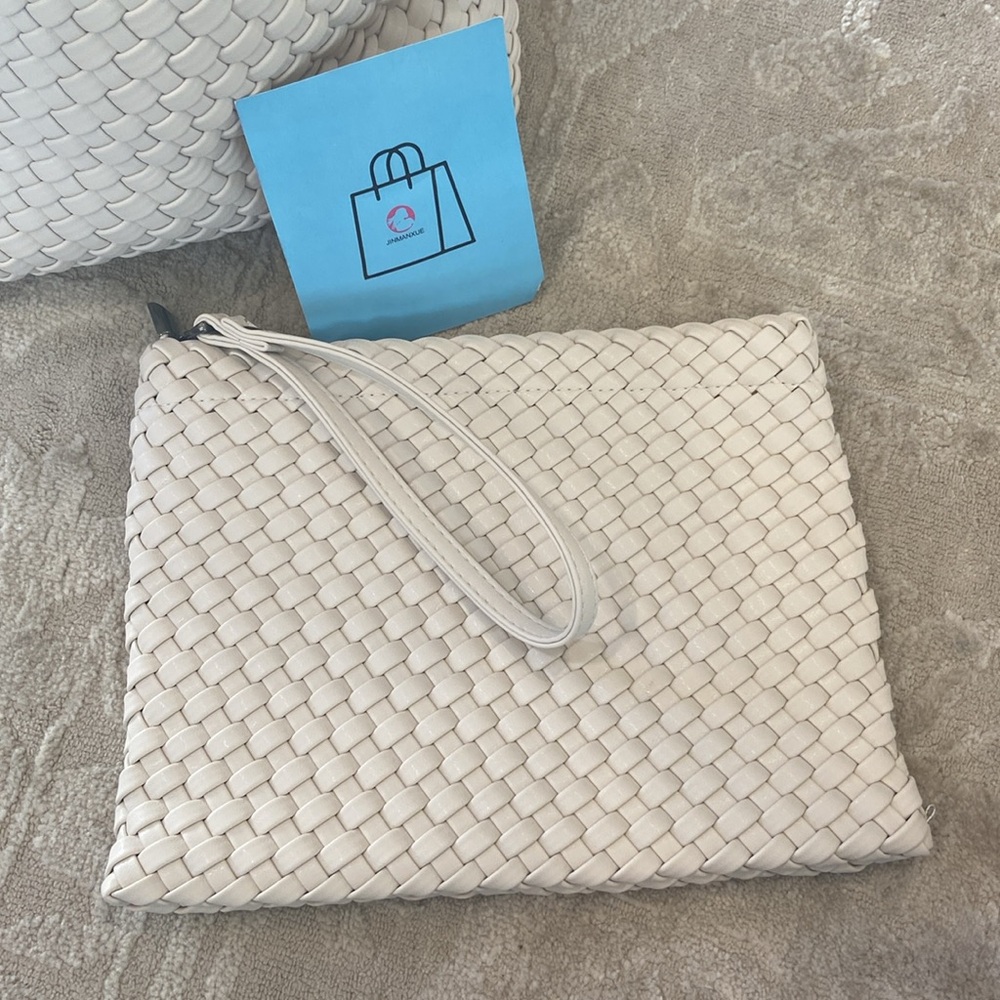 JINMANXUE Woven Purse for Women, Neoprene Top-handle Shoulder Bag, and wristlet - Picture 4 of 8